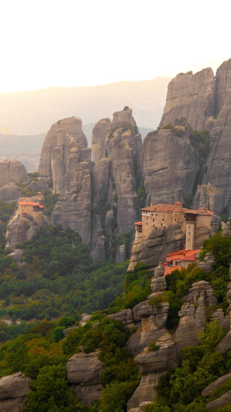 Meteora monasteries on rock pillars