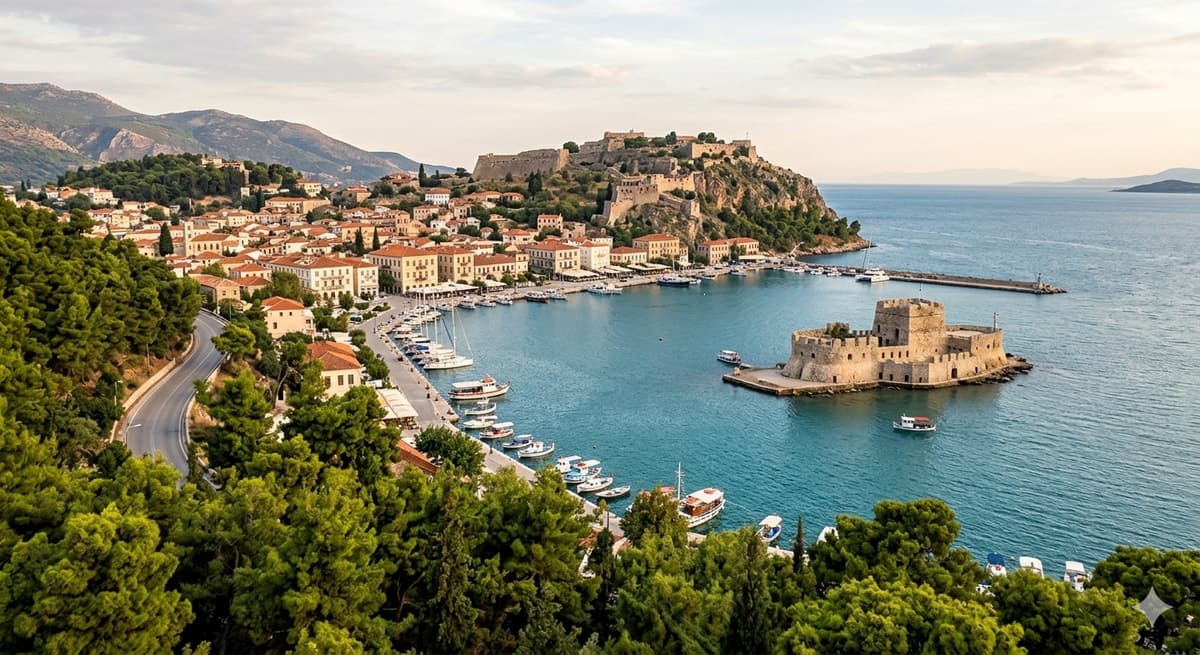 Nafplio harbor with Bourtzi fortress